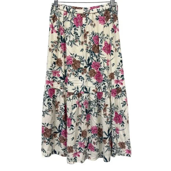 Saltwater Luxe Floral Skirt Women S Maxi Hi-Lo Bohemian Chic Hippie Cottagecore - Picture 2 of 8
